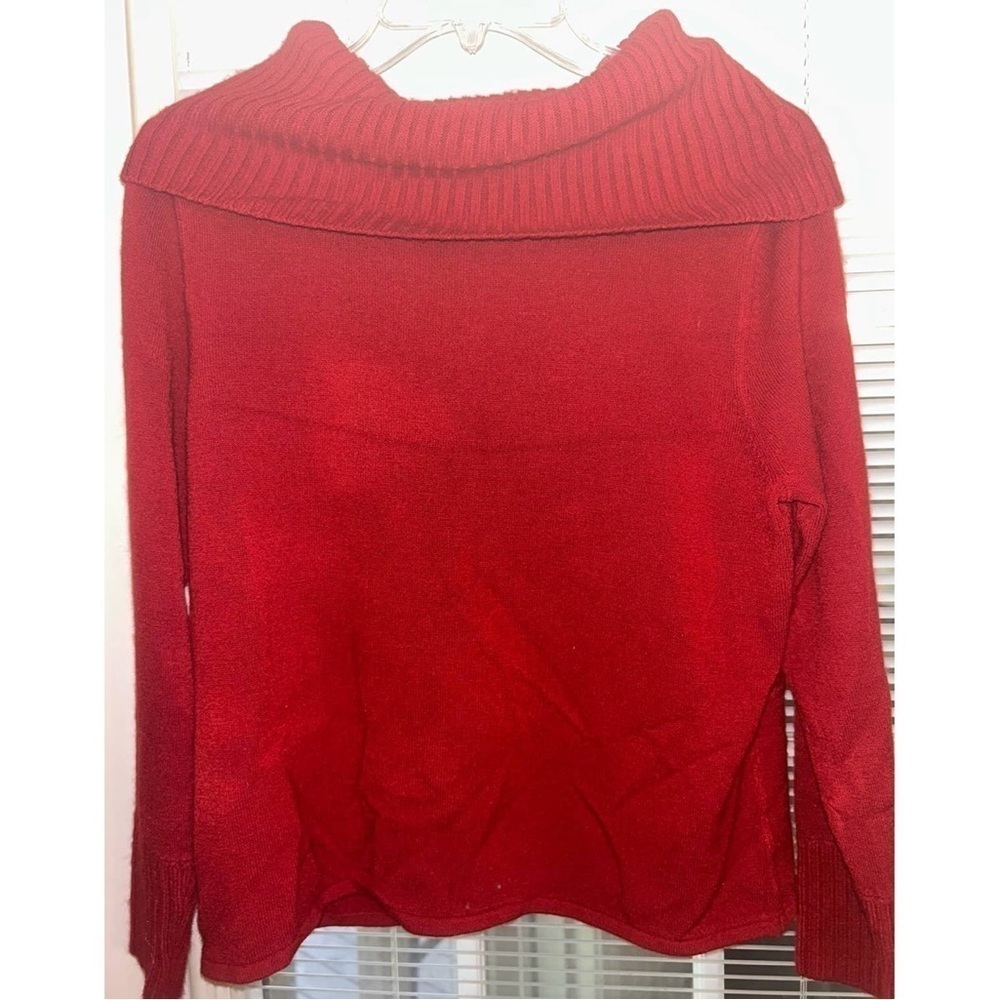 Womens Petite Large Knit Sweater Red Pullover Long Sleeve Top Norton McNaughton - Picture 4 of 9